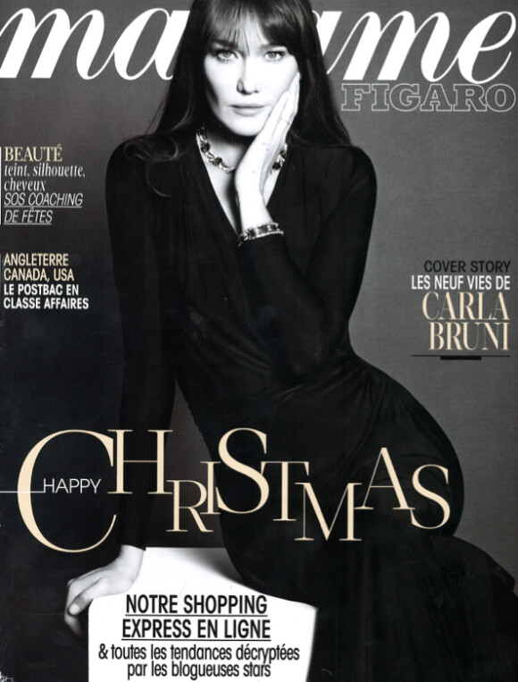 Carla Bruni en couverture du magazine Madame Figaro en kiosques le 13 décembre 2013
