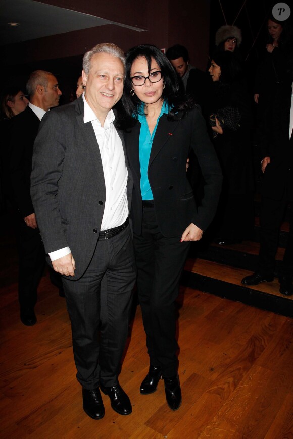 Yves Bigot (directeur general de TV5 Monde) et Yamina Benguigui au 30e anniversaire de la chaine TV5 Monde au Pavillon Champs Elysées, à Paris, le 13 decembre 2013.