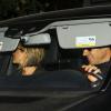 Jennifer Aniston et son fiancé Justin Theroux quittant la Baby-shower organisée par Emily Blunt, enceinte de son premier enfant, à Los Angeles le 14 décembre 2013