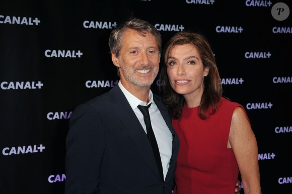 Antoine de Caunes et Daphné Roulier lors de la soirée de rentrée ded Canal +. A Paris, août 2013.