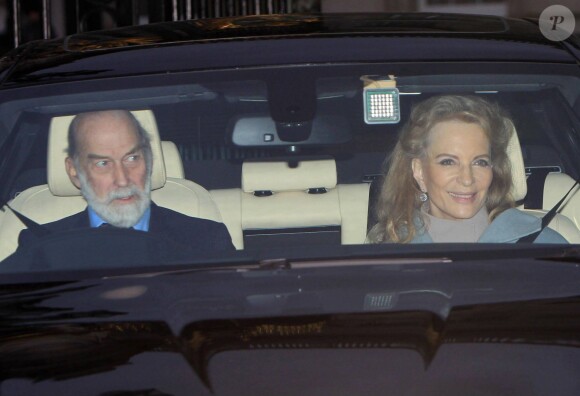 Le prince et la princesse Michael de Kent à Buckingham Palace le 18 décembre 2013 après le déjeuner de Noël en famille offert par la reine Elizabeth II