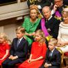 La princesse Eleonore, le prince Gabriel, la princesse Elisabeth et le prince Emmanuel de Belgique lors de l'intronisation de leur père le roi Philippe le 21 juillet 2013