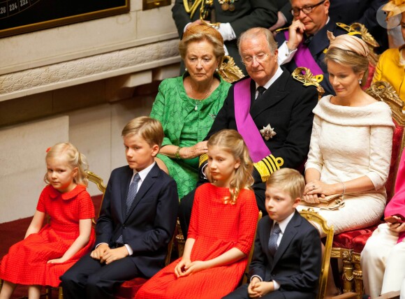 La princesse Eleonore, le prince Gabriel, la princesse Elisabeth et le prince Emmanuel de Belgique lors de l'intronisation de leur père le roi Philippe le 21 juillet 2013