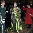 La reine Margrethe II de Danemark au palais Christian VII d'Amalienborg, à Copenhague, le 1er janvier 2014 pour le banquet du Nouvel An