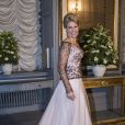 Helle Thorning-Schmidt, Premier ministre du Danemark, au palais Christian VII d'Amalienborg, à Copenhague, le 1er janvier 2014 pour le banquet du Nouvel An offert par la reine Margrethe II.