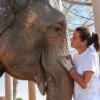 Exclusif - La princesse Stéphanie de Monaco est aux petits soins pour les éléphantes Baby et Népal, comme ici le 19 septembre 2013, devant l'objectif de Frédéric Nebinger au domaine de Fonbonne.