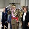 Le roi Juan Carlos Ier d'Espagne célébrait le 6 janvier 2014 à Madrid, avec la reine Sofia, le prince Felipe et la princesse Letizia, la Pâque militaire, dans un contexte de crise de confiance aggravée vis-à-vis de la monarchie.
