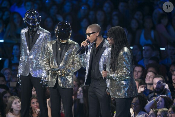 Daft Punk, Pharrell Williams et Nile Rodgers aux MTV Video Music Awards à New York, le 25 août 2013.