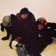 Timor Steffens et Rocco, le fils de Madonna, à la neige, le 2 janvier 2014.