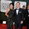 Matt Damon et sa femme Luciana Barroso lors des Golden Globe Awards au Beverly Hilton de Beverly Hills, Los Angeles, le 12 janvier 2014.