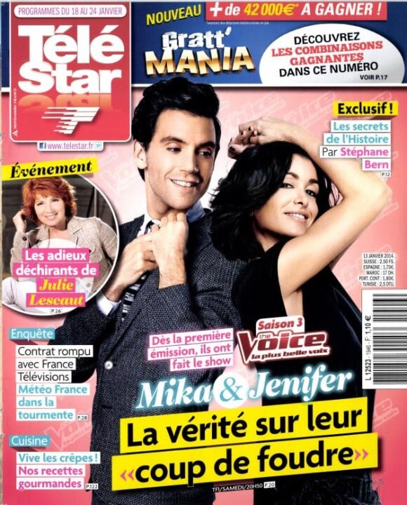 Jenifer et Mika en couverture du magazine Télé Star du 18 au 24 janvier 2014.