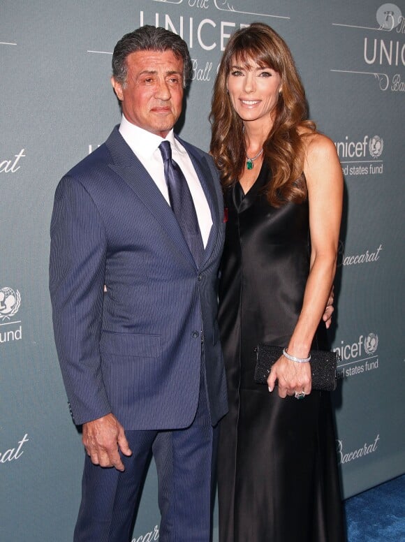 Sylvester Stallone et sa femme Jennifer Flavin lors du gala UNICEF à Beverly Hills, le 14 janvier 2014.