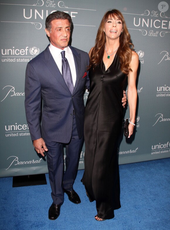 Sylvester Stallone et sa femme Jennifer Flavin lors du gala UNICEF à Beverly Hills, le 14 janvier 2014.