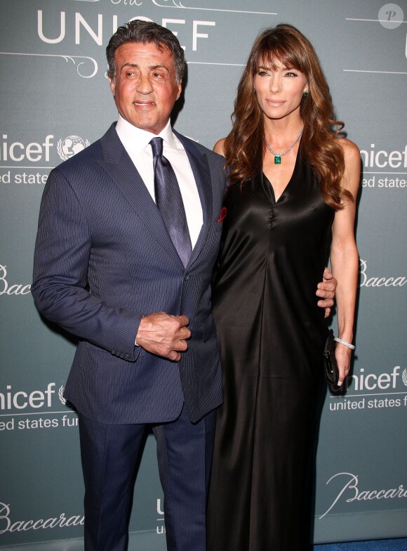 Sylvester Stallone et sa femme Jennifer Flavin lors du gala UNICEF à Beverly Hills, le 14 janvier 2014.