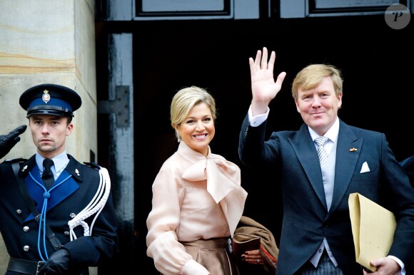 Le roi Willem-Alexander et la reine Maxima des Pays-Bas à Amsterdam le 15 janvier 2014 pour la réception du Nouvel An.