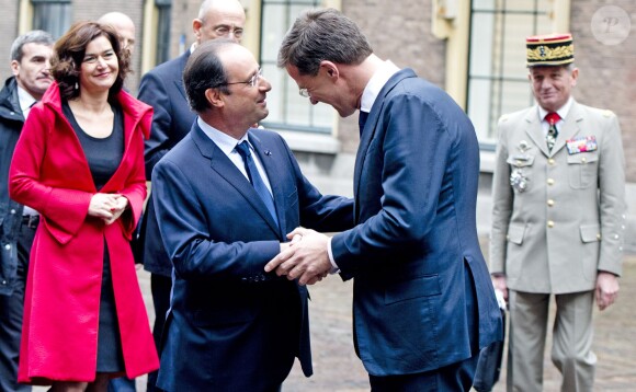François Hollande rencontre le Premier ministre des Pays-Bas Mark Rutte lors de sa visite officielle à La Haye le 20 janvier 2014