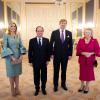 François Hollande avec la reine Maxima des Pays-Bas, le roi Willem-Alexander et la princesse Beatrix lors de sa visite diplomatique, le 20 janvier 2014 au palais Noordeinde à La Haye.