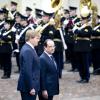 Visite officielle de François Hollande aux Pays-Bas, à La Haye, le 20 janvier 2014. Le président français a notamment été reçu au palais Noordeinde par le roi Willem-Alexander, et s'est entretenu avec le Premier ministre Mark Rutte.
