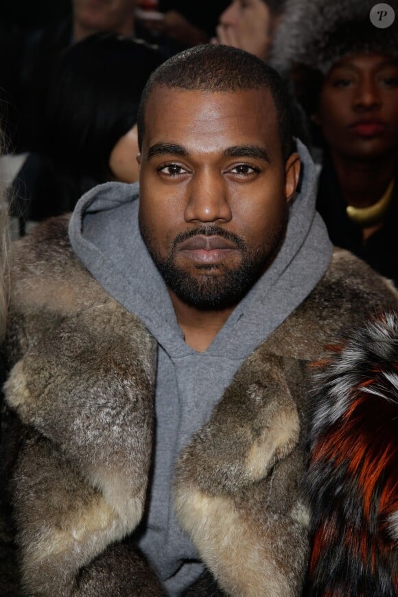 Kanye West lors du défilé Givenchy automne-hiver 2014-2015, à la Halle Freyssinet. Paris, le 17 janvier 2014.