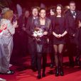 Stéphane Bern, Robert Hossein et sa femme Candice Patou, la princesse Stéphanie de Monaco et sa fille Pauline Ducruet lors de la troisième journée du 38e Festival International du Cirque de Monte-Carlo à Monaco, le 18 janvier 2014