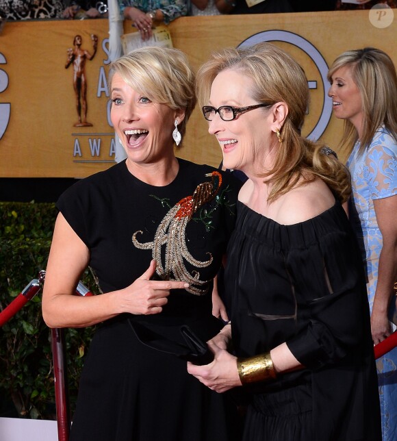 Emma Thompson et Meryl Streep lors de la 20e cérémonie des Screen Actors Guild Awards au Shrine Exposition Center de Los Angeles, le 18 janvier 2014.