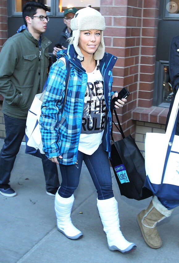 Kendra Wilkinson enceinte, dans les rues de Park City à l'occasion du festival du film de Sundance, le 18 janvier 2014.