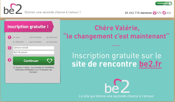 Valérie Trierweiler est invitée à changer de compagnon par le site de rencontre Be2.fr, après les révélations de la relation entre François Hollande et Julie Gayet