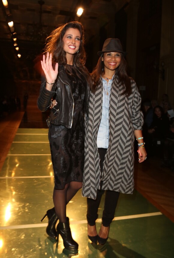 Malika Menard et Angel Chow-Toun au défilé de mode Oscar Carvallo Haute Couture Printemps-Ete 2014, à la mairie du 4e arrondissement à Paris, le 21 janvier 2014