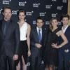 Rossy de Palma, Hugh Jackman, Elettra Wiedemann, Jérôme Lambert (CEO Montblanc), Clotilde Courau et Pierre Niney lors du dîner organisé par Montblanc à Genève le 20 janvier 2014, pour célébrer l'annonce de Hugh Jackman comme nouveau visage dela marque.