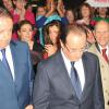 Julie Gayet et Aurélie Filippetti lors de la convention d'investiture de François Hollande à la tête du PS pour l'élection présidentielle de 2012 à Paris, le 22 octobre 2011