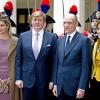 Visite officielle le 23 janvier 2014 du roi Willem-Alexander et de la reine Maxima des Pays-Bas en Italie, ici reçus à Rome au palais Chigi par le Premier ministre Enrico Letta et son épouse Gianna Fregonara.