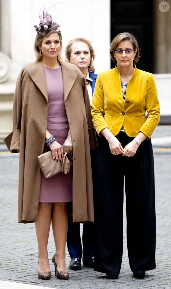 La reine Maxima des Pays-Bas et Gianna Fregonara au palais Chigi le 23 janvier 2014