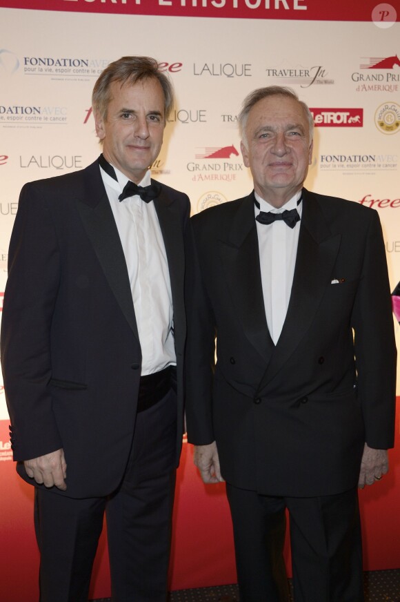 Bernard de la Villardière et Dominique de Bellaigue - Dîner de gala du 93e Grand Prix d'Amerique au Pavillon d'Armenonville, le 25 janvier 2014.