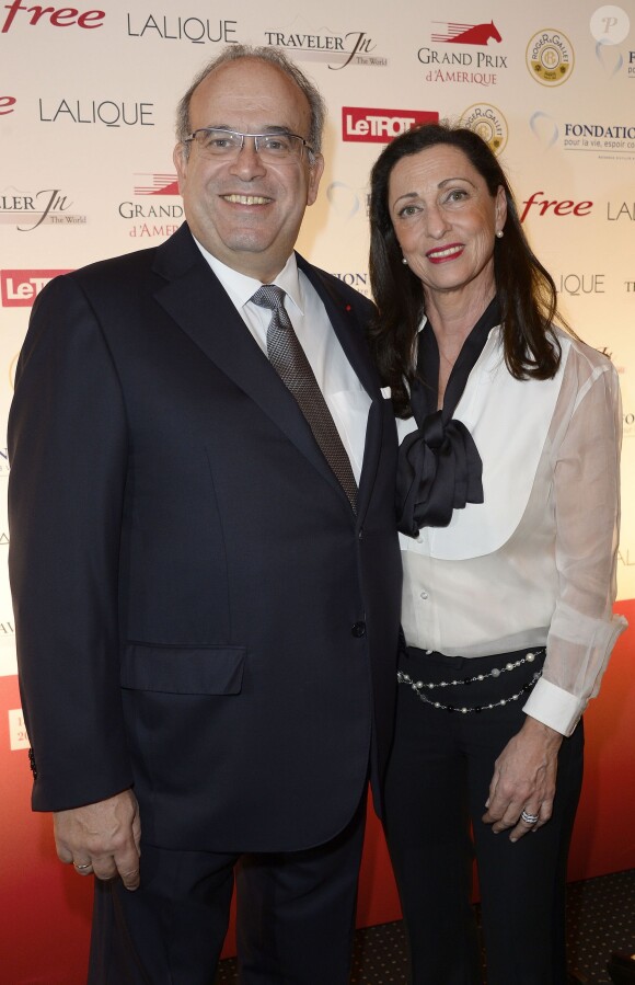 David Khayat et sa femme - Dîner de gala du 93e Grand Prix d'Amerique au Pavillon d'Armenonville, le 25 janvier 2014.