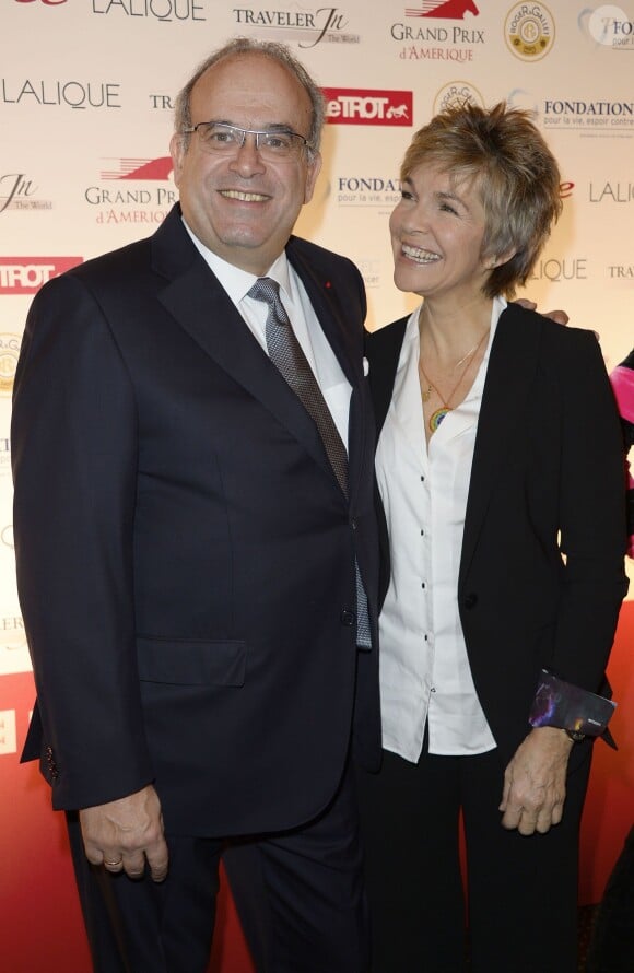 David Khayat et Véronique Jannot - Dîner de gala du 93e Grand Prix d'Amerique au Pavillon d'Armenonville, le 25 janvier 2014.