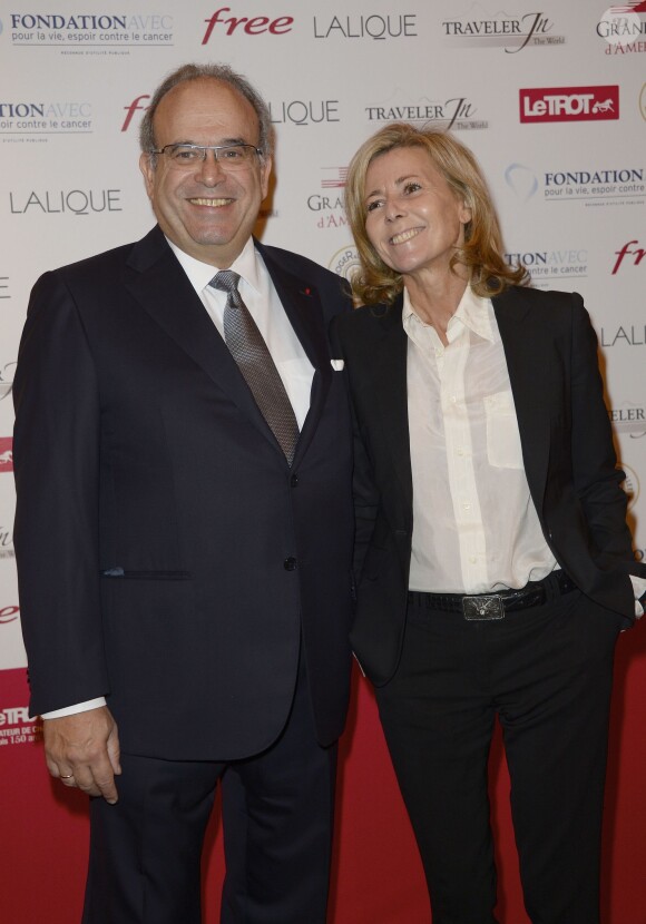David Khayat et Claire Chazal - Dîner de gala du 93e Grand Prix d'Amerique au Pavillon d'Armenonville, le 25 janvier 2014.