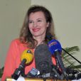 Valérie Trierweiler en conférence de presse pour Action Contre la Faim à Bombay, le 27 janvier 2014.