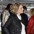 Sylvie Tellier enceinte lors du 93e Grand Prix d'Amérique à l'Hippodrome de Vincennes, le 26 janvier 2014