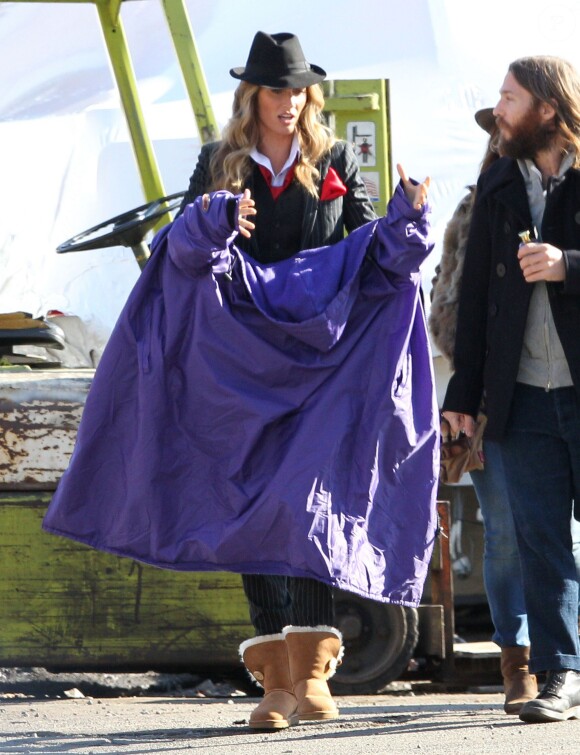 Exclusif - Gisele Bundchen, surprise en plein tournage d'une publicité à Boston, le 16 janvier 2014.