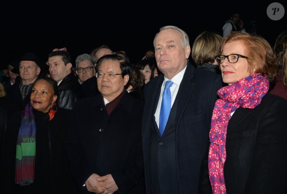Exclusif - Christiane Taubira, Cai Wu (ministre de la culture en Chine), Jean-Marc Ayrault et sa femme Brigitte - Nuit de Chine au Grand Palais à Paris, le 27 janvier 2014.