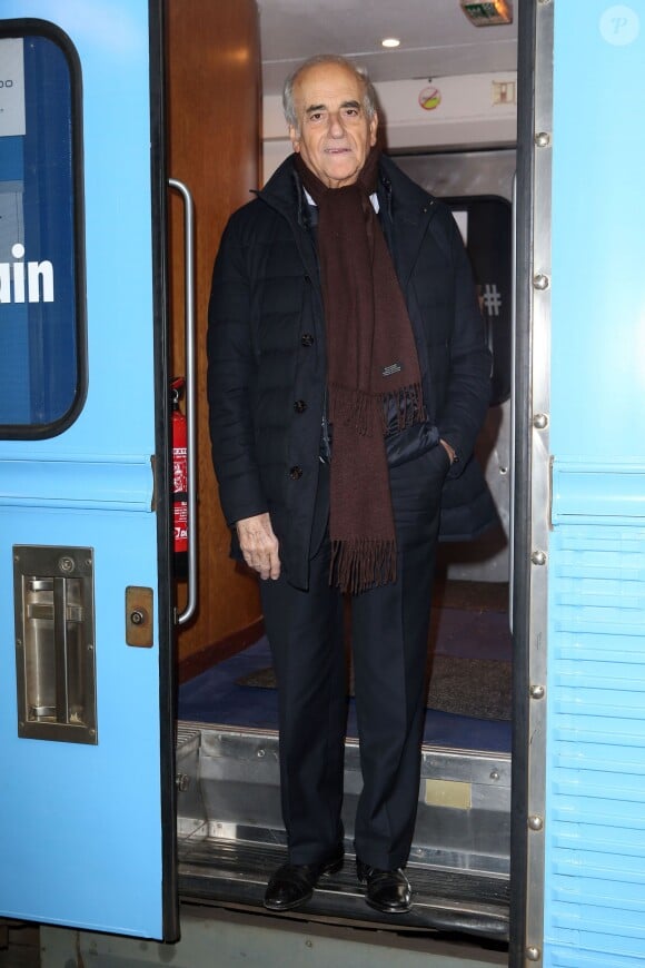 Jean-Pierre Elkabbach lors de l'inauguration du "Train Europe 1" pour les municipales 2014 à Paris le 2 février 2014