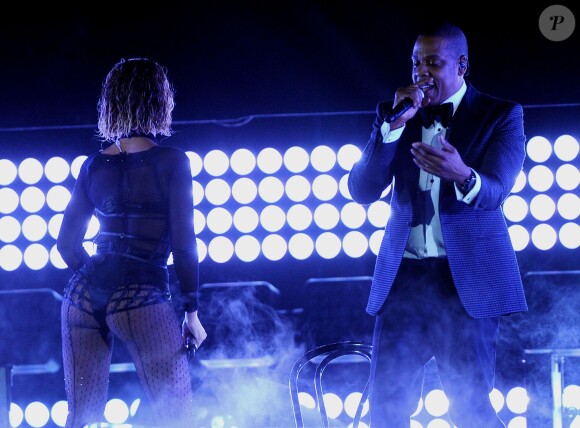Beyoncé et Jay Z lors des 56e Annual Grammy Awards au Staples Center. Los Angeles, le 26 janvier 2014.