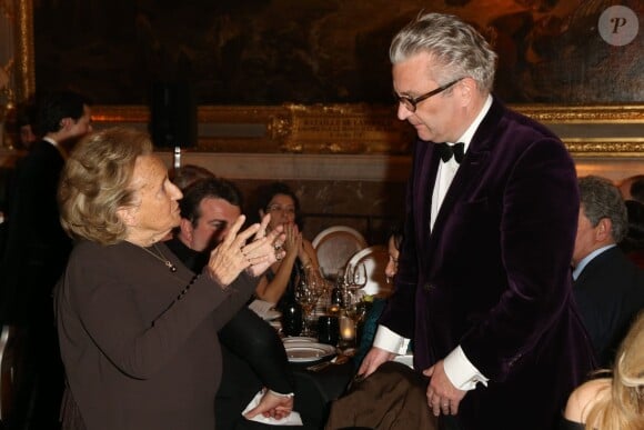 Bernadette Chirac et le prince Laurent de Belgique lors du dîner de gala au profit de la Fondation AVEC au Château de Versailles, le 3 février 2014.