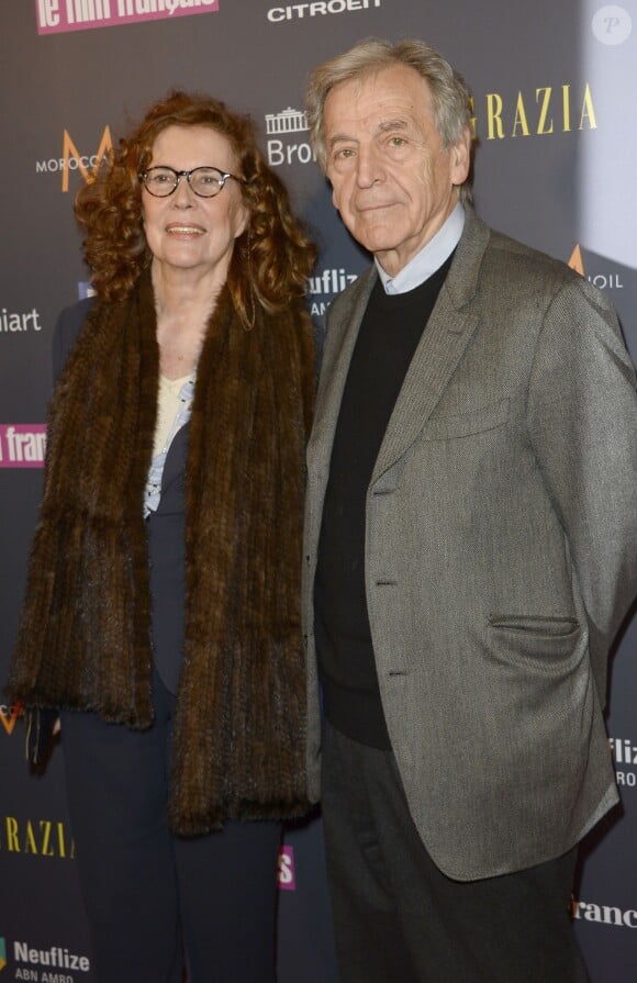 Constantin Costa Gavras et sa femme Michele lors de la 21e cérémonie des trophées du "Film Français" au palais Brongniart à Paris le 4 février 2014