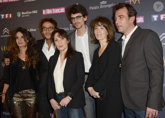 Barbara Cabrita, Chantal Lauby, Rita Blanco et Ruben Alves lors de la 21e cérémonie des trophées du "Film Français" au palais Brongniart à Paris le 4 février 2014