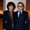 Inès de la Fressange et Bertrand Burgalat lors de la soirée organisée par la Maison Roger Vivier célèbrant la sortie du livre "Le Paris du Tout-Paris" d'Alexandra Senes à Paris, le 4 février 2014.