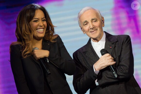 Exclusif - Amel Bent et Charles Aznavour - Enregistrement de l'émission "Hier Encore", présentée par Virginie Guilhaume et diffusée sur France 2 en prime time le 1er fevrier, à l'Olympia a Paris.