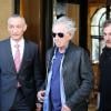 Keith Richards quitte l'hôtel George V, pour se rendre à des répétitions à Paris. Le 3 février 2014.