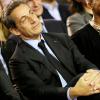 Nicolas Sarkozy lors du 1er grand meeting de Nathalie Kosciusko-Morizet au gymnase Japy, dans le cadre des prochaines élections municipales à Paris le 10 février 2014