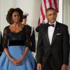 Barack Obama et Michelle Obama lors du dîner d'Etat organisé à la Maison Blanche à Washington, le 11 février 2014.